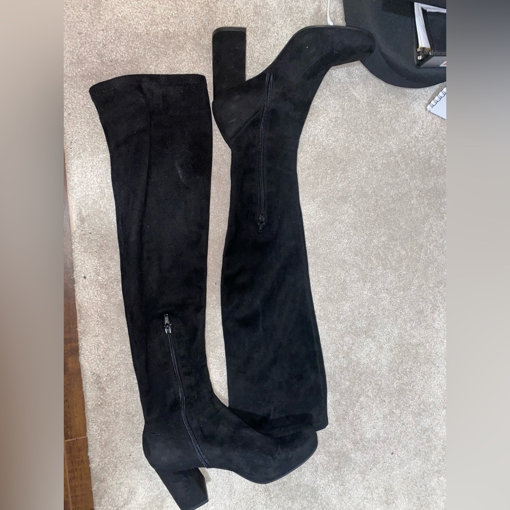 Suede knee high boots